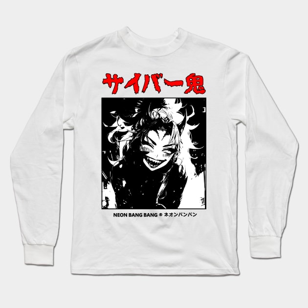 Anime Dark Goth Horror Manga Japanese Streetwear Aesthetic Long Sleeve T-Shirt by Neon Bang Bang